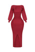 Heather Ribbed Knit Dress With Bolero SET